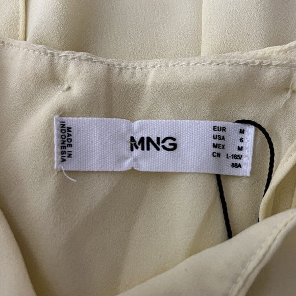 MNG Mango Shirt Womens 6 Yellow Layer Blouse Chiffon Casual Office Spring Easter - Picture 6 of 7